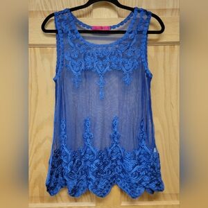 Sheer Lace Layering Tank Top Womens Small Whimsy Goth Witchy  Fairy Halloween